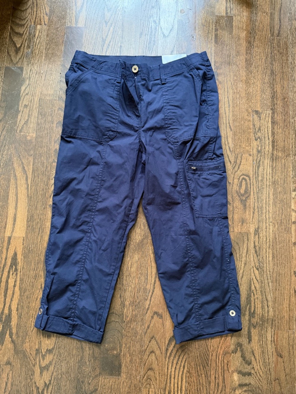 Chico's Deep Navy Straight-Leg Cargo Capris